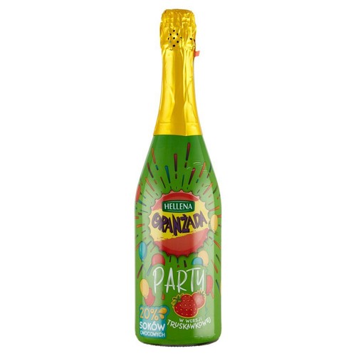 Napój musujący o smaku truskawkowym Oranżada Party Hellena 750 ml