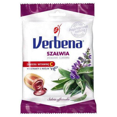 Nadziewane ziołowe cukierki z szałwią i witaminą C Verbena 60 g