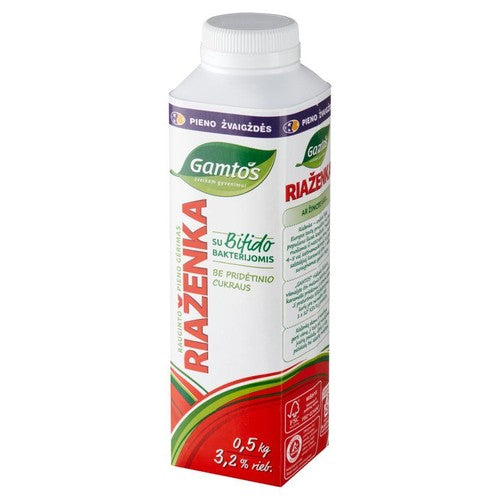 Riazenka - pieczone mleko 3.2% napój mleczny fermentowany Gamtos 500 g